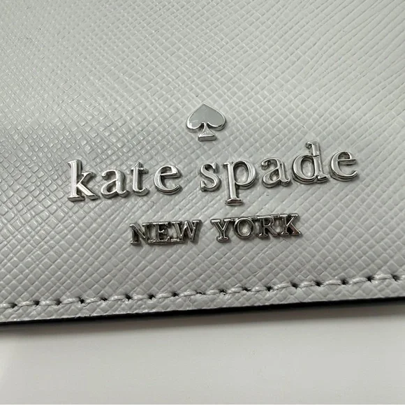 Kate Spade Madison Colorblock Saffiano Leather Slim Cardholder Cream/Plat. Gray - Picture 6 of 15